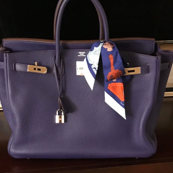 Hermes Handbags - Hermes Togo Birkin Bag; Iris; 40; Palladium
